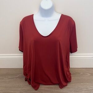 Express Burnt Orange Silky loose fit blouse short sleeve shirt